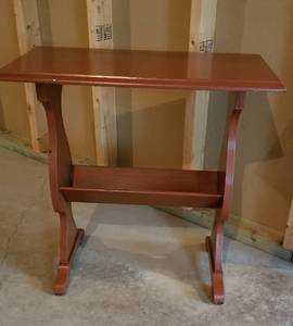 Vintage Brick Red Side Table with Book Well