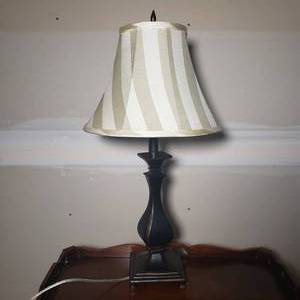 Black with Bronze Accent Table Lamp with Swirled Shade