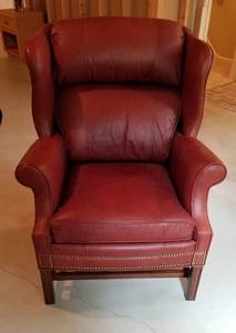 Tobacco Leather Recliner Chair and Ottoman by Whittemore-Sherrill