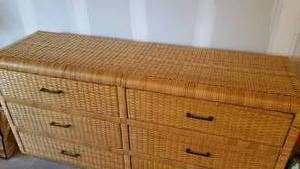 Vintage 6 Drawer Wicker Dresser