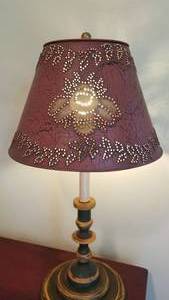 Farmhouse Candlestick Table Lamp with Bumblebee Pierced Shade