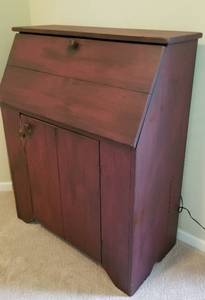 Vintage Antique Brick Red Secretary Writing Desk