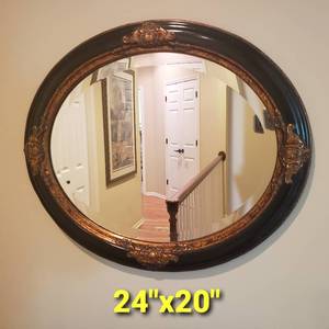 Elegant Black and Gold Oval Wall Mirror