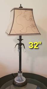 Metallic Black and Crystal Candlestick Table Lamp