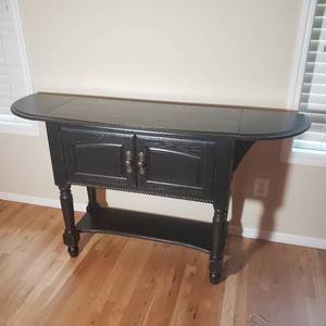 Black Drop Leaf Console Sofa Table by AA Laun