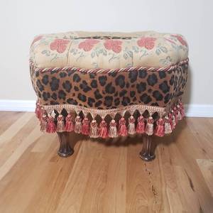 Fancy Fringe Animal Print Foot Stool