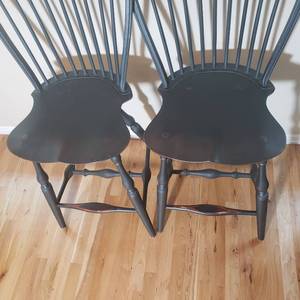 Charcoal Windsor Chair Bar Stools, pair