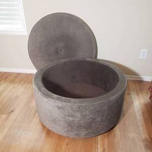 Gray Velvet Ottoman with Storage