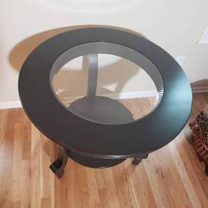 Black Round Occasional Table with Glass Insert  B