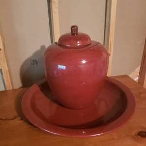 Brick Red Ginger Jar and Charger