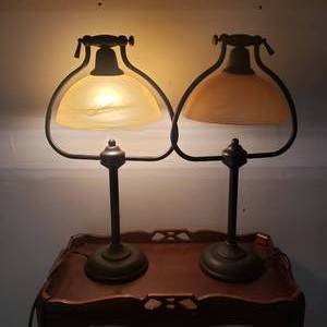 Industrial Amber Bell Shade Table Lamps