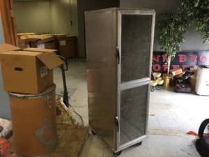 lot 172 image: Lockwood Rolling NSF Aluminum Tray Storage Cabinet