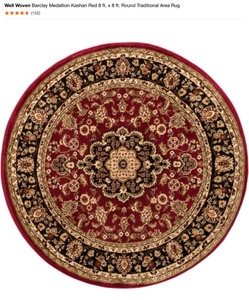 lot 2 image: WELL WOVEN Barclay Medallion Kashan Red 8 ft. x 8 ft. Round Traditional Area Rug. See Pictures
