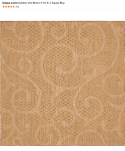 lot 6 image: UNIQUE LOOM Outdoor Vine Brown 6 0 x 6 0 Square Rug. See Pictures