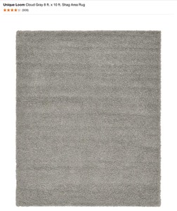 lot 9 image: UNIQUE LOOM Cloud Gray 8 ft. x 10 ft. Shag Area Rugs. See Pictures