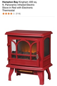 lot 51 image: HAMPTON BAY Kingham 400 sq. ft. Panoramic Infrared Electric Stove in Red & Wood and Metal Outdoor Patio Lantern. See Pictures