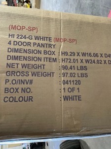 lot 66 image: HODEDAH 4-Door White Kitchen Pantry. See Pictures