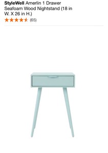 lot 69 image: STYLEWELL Amerlin 1-Drawer Seafoam Wood Nightstand & WINSOME Timmy Accent Table in Black. See Pictures