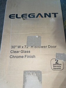 lot 80 image: BOYEL LIVING 30 in. W x 72 in. H Pivot Semi-Frameless Bi-Fold Shower Glass Door, Clear Glass, Chrome. See Pictures