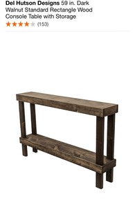lot 81 image: DEL HUTSON DESIGNS 59 in. Dark Walnut Standard Rectangle Wood Console Table with Storage. See Pictures