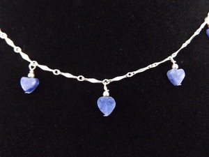 .925 Sterling Silver Lapis Lazuli Hearts Necklace