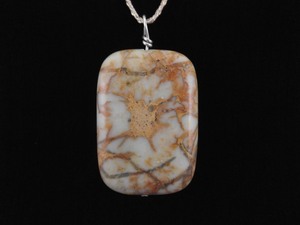 .925 Sterling Silver Large Seafoam Green Calcite Agate Pendant Necklace