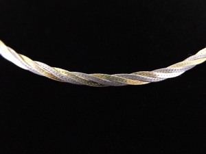 .925 Sterling Silver Woven Duotone Vermeil Snake Link Necklace