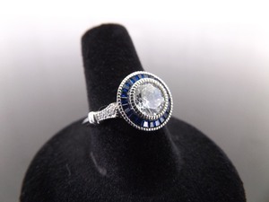 .925 Sterling Silver Sapphire Crystal Ring Size 8