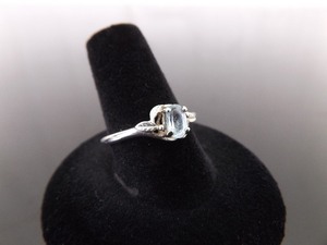 .925 Sterling Silver Oval Cut Topaz Southwest Style Ring Size 8.5