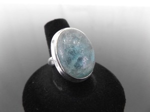 .925 Sterling Silver Fluorite Cabochon Ring Size 8