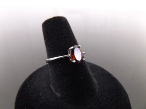 .925 Sterling Silver Oval Cut Garnet Ring Size 7