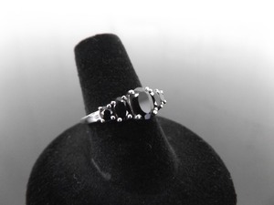 .925 Sterling Silver Oval Cut Onyx Ring Size 7