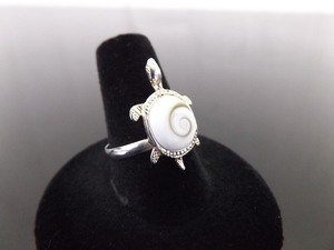 .925 Sterling Silver Seashell Cabochon Turtle Ring Size 8