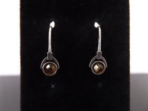 .925 Sterling Silver Faceted Citrine Hook Latch Earrings