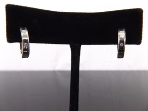 .925 Sterling Silver Diamond Accented Hinged Post Hoop Earrings