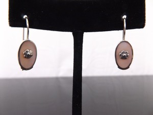.925 Sterling Silver Inlayed Mother of Pearl Hook Latch Earrings