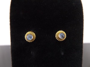 .925 Sterling Silver Moonstone Cabochon Vermeil Post Earrings