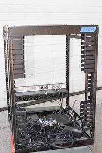 lot 8 image: Middle Atlantic Equipment Cabinet Rack Frame with Various Pro Audio & Video Items  Accessories