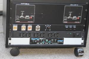lot 22 image: Middle Atlantic Rolling Equipment Stand  Cart  Rack with Miscellaneous Pro Audio & Video Items