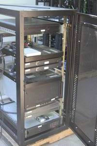 lot 34 image: Hergo Audio  Video  Computer  Server Equipment Rack Cabinet Frame with Door & Miscellaneous Pro Communication Equipment