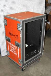 lot 56 image: Maxline Shock-Mount Custom Audio Video Computer Rolling Equipment Rack with Heavy Duty Casters