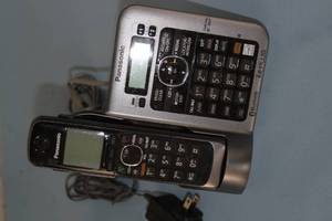 lot 79 image: Panasonic Cordless Wireless Telephone Phone System with Talking Caller ID & Additional Satellite Handset