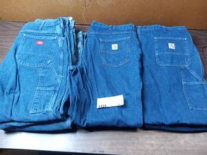 lot 44 image: 8 Pairs of Dickies and Carhartt Jeans - 4 38x30 Dickes Carpenter Jeans, 2 38x30 Carhartt Carpenter Jeans, 2 38x30 Carhartt Relaxed Fit Jeans