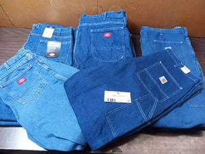 lot 47 image: 12 Pairs of 38x34 Dickies & Carhartt Jeans- 2 Pair BRAND NEW WITH TAGS Dickies Carpenter Jeans, 1 Dixies Relaxed Fit Jeans, 5 Dickies Carpenter Jeans, 1 Carhartt BRAND NEW WITH TAGS Carpenter Jeans, 1 Carhartt Carpenter Jeans, 2 Carhartt Relaxed Fit Jeans