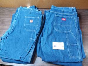 lot 59 image: 8 Pairs Of Dickies & Carhartt Jeans - 3 44x32 BRAND NEW TAG ON & 1 Used Carhartt Carpenters Jeans, 1 42UL Carhartt Carpenters Jeans, 1 42x34 Dickies Carpenters Jeans, 1 44x30 Dickies Relaxed Fit Jeans, 1 44x32 Carhartt Carpenters Jeans