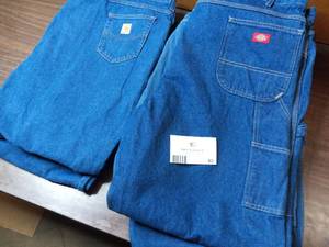 lot 62 image: 6 Pairs Of Dickies & Carhartt Jeans - 3 50UL Dickies Carpenters Jeans, 1 50x32 Dickies Carpenters Jeans, 2 50x32 Carhartt Relaxed Fit Jeans