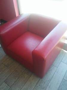 lot 3 image: Red Occasional Accent Chairs (2)