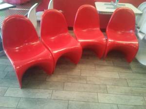 lot 16 image: Red Chairs (4)