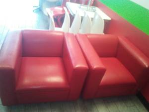lot 17 image: Red Occasional Accent Chairs (2)