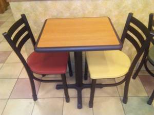 lot 74 image: Tables with 2 Chairs (Yellow,Rose Gold)